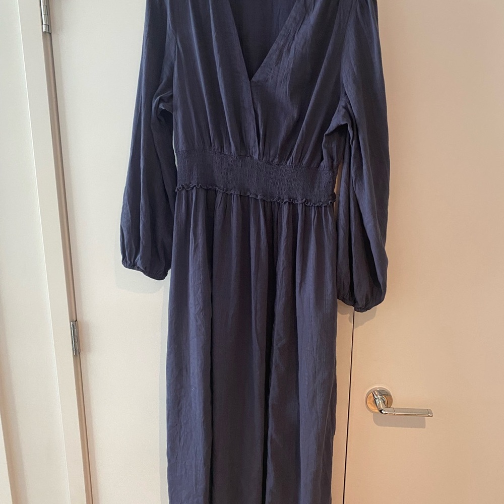 Old Navy Navy Long Sleeve V-Neck Maxi Dress - xl tall
